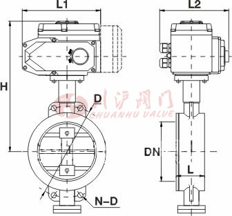 D971X、D973H電動(dòng)對(duì)夾蝶閥結(jié)構(gòu)圖